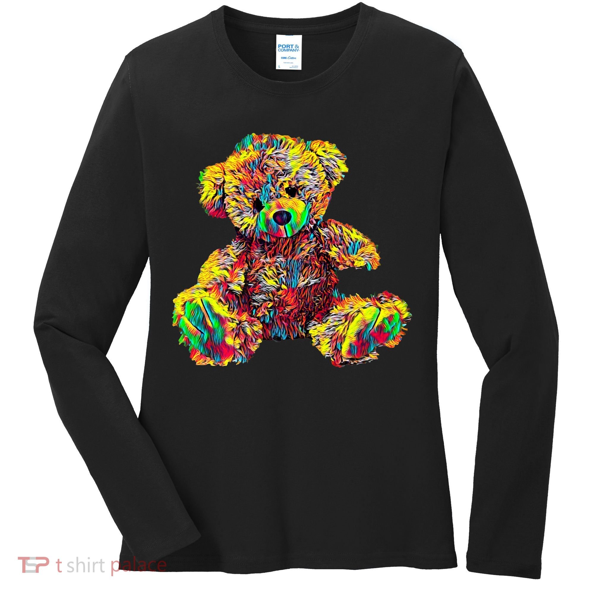 Rainbow Toy Stuffed Bear Women's Long Sleeve Shirt