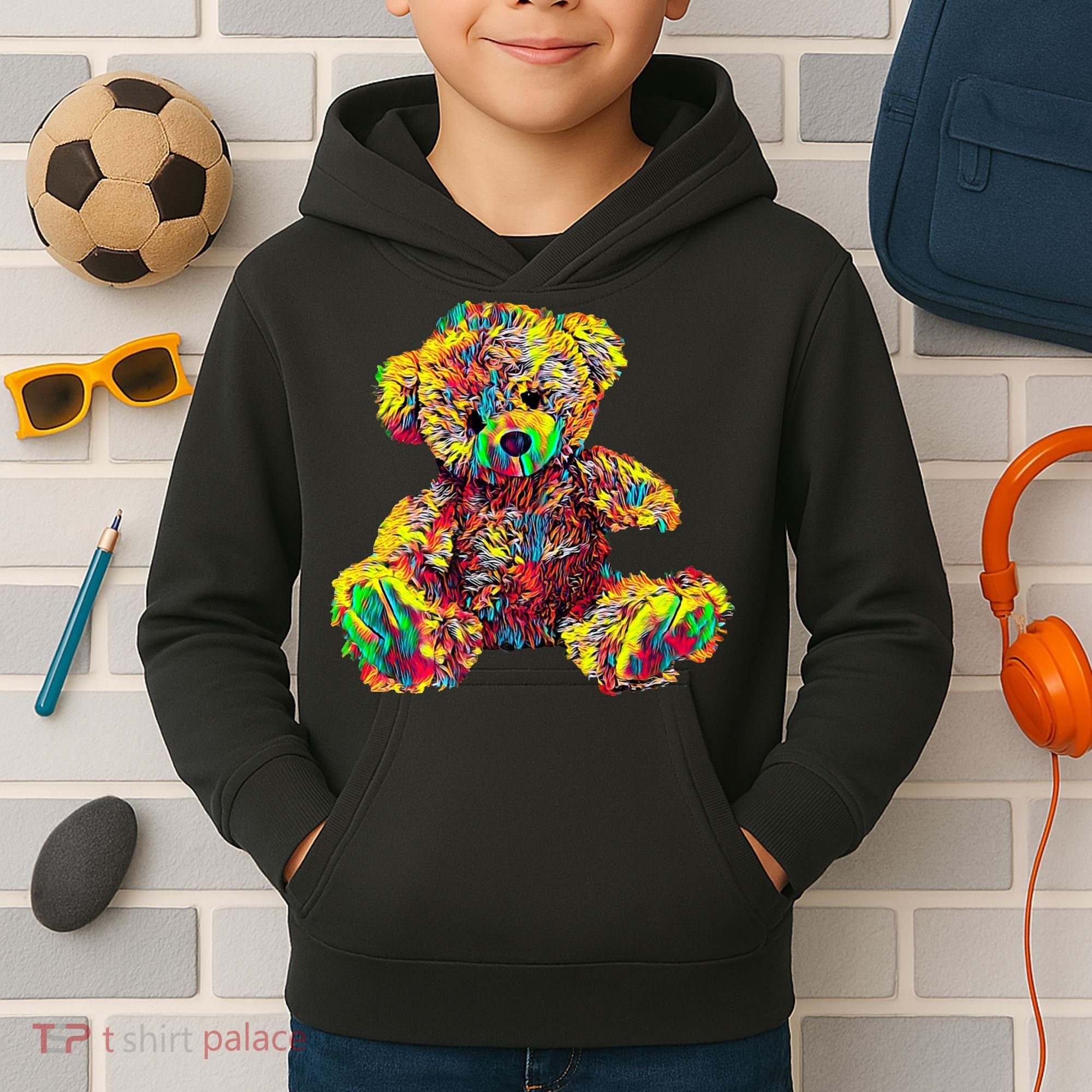 Rainbow Toy Stuffed Bear Kids Hoodie