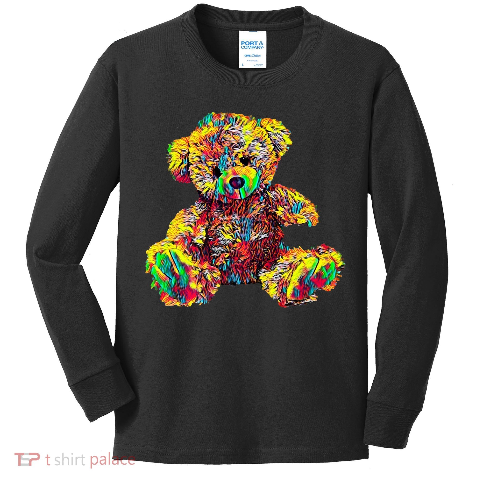 Rainbow Toy Stuffed Bear Kids Long Sleeve Shirt