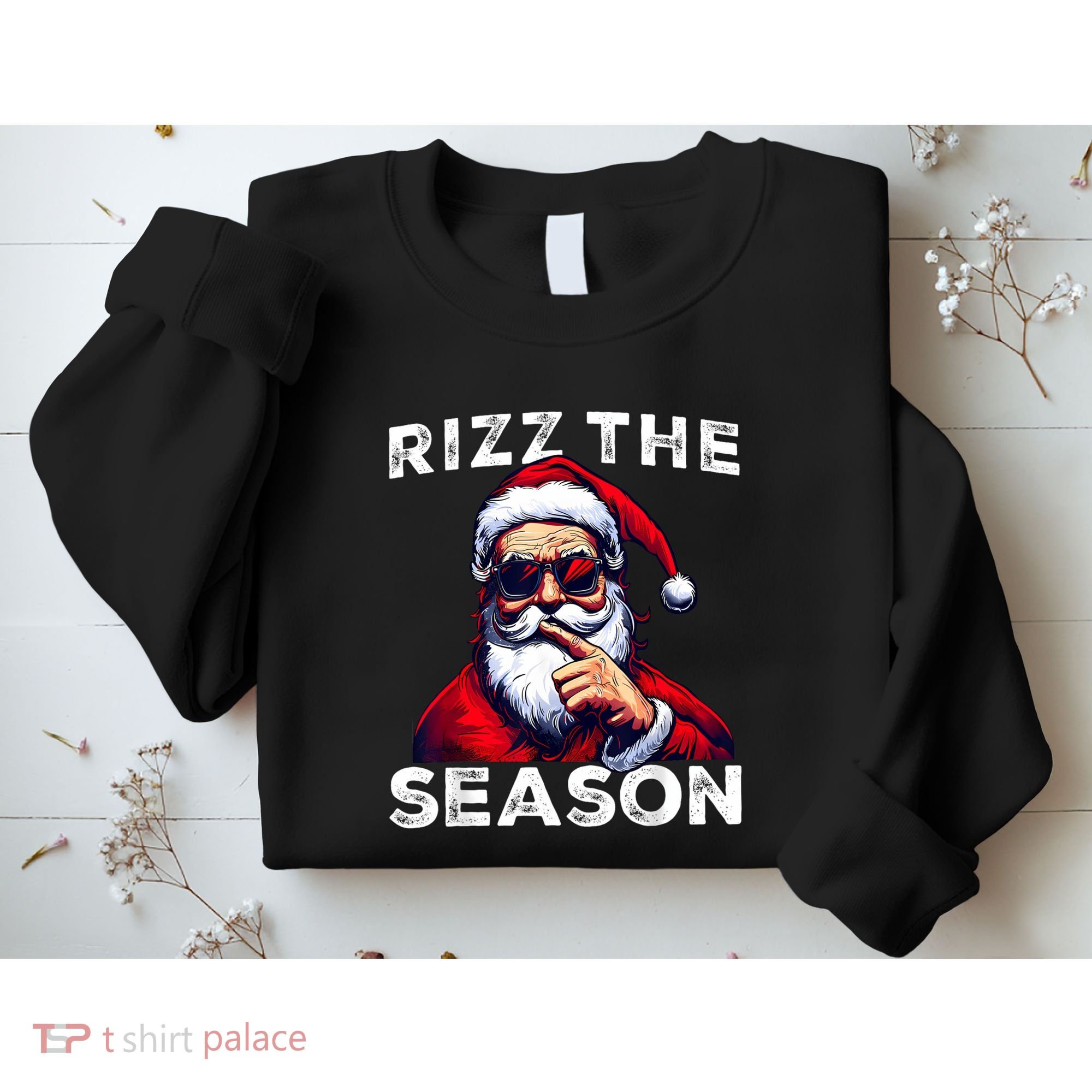 Rizz The Season Funny Santa Joke White Elephant Christmas Sweatshirt