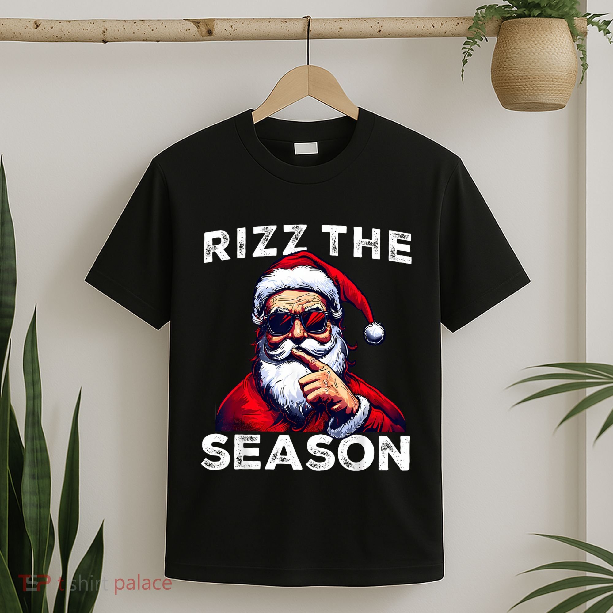 Rizz The Season Funny Santa Joke White Elephant Christmas T-Shirt