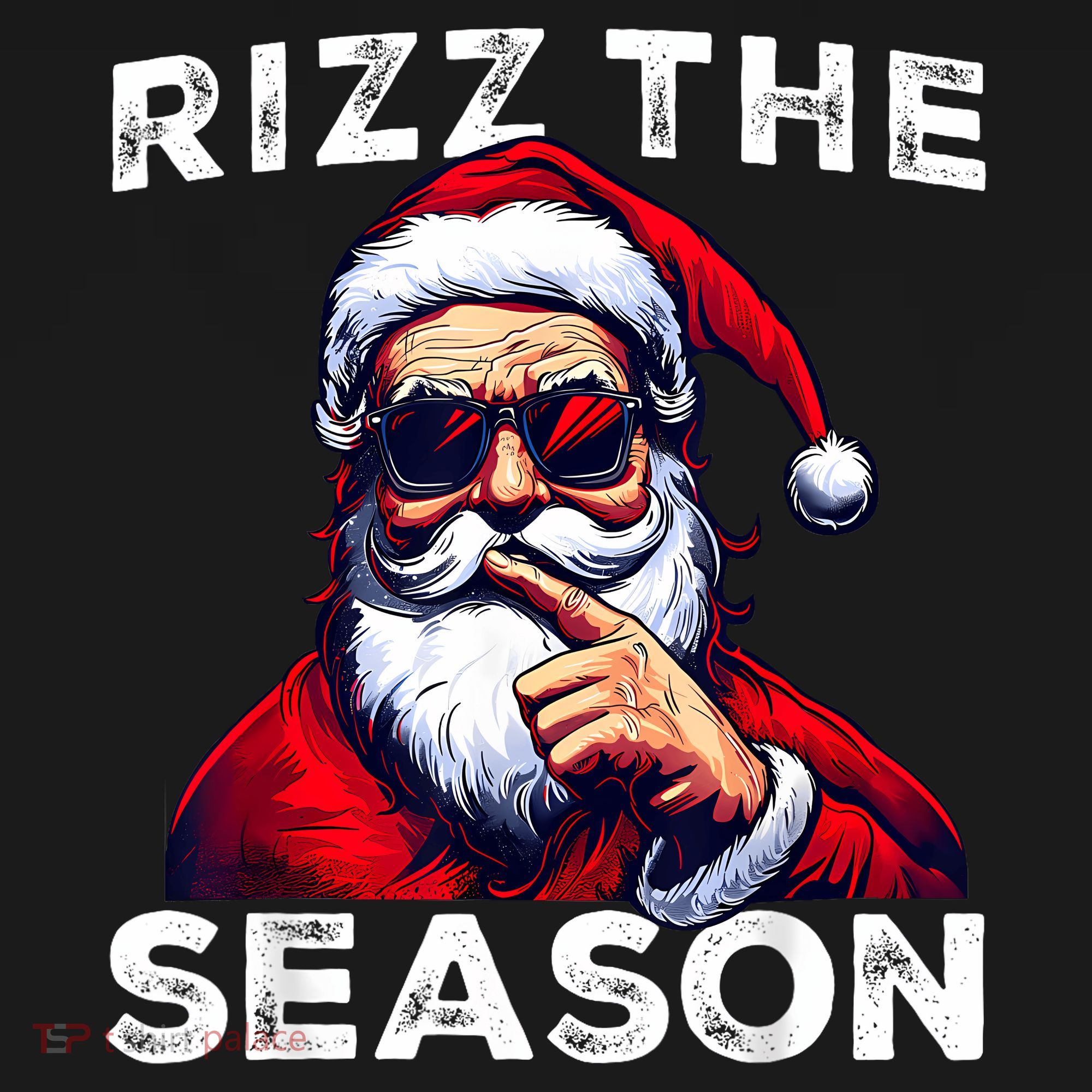 Rizz The Season Funny Santa Joke White Elephant Christmas T-Shirt