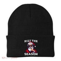 Rizz The Season Funny Santa Joke White Elephant Christmas Beanie thumb 0