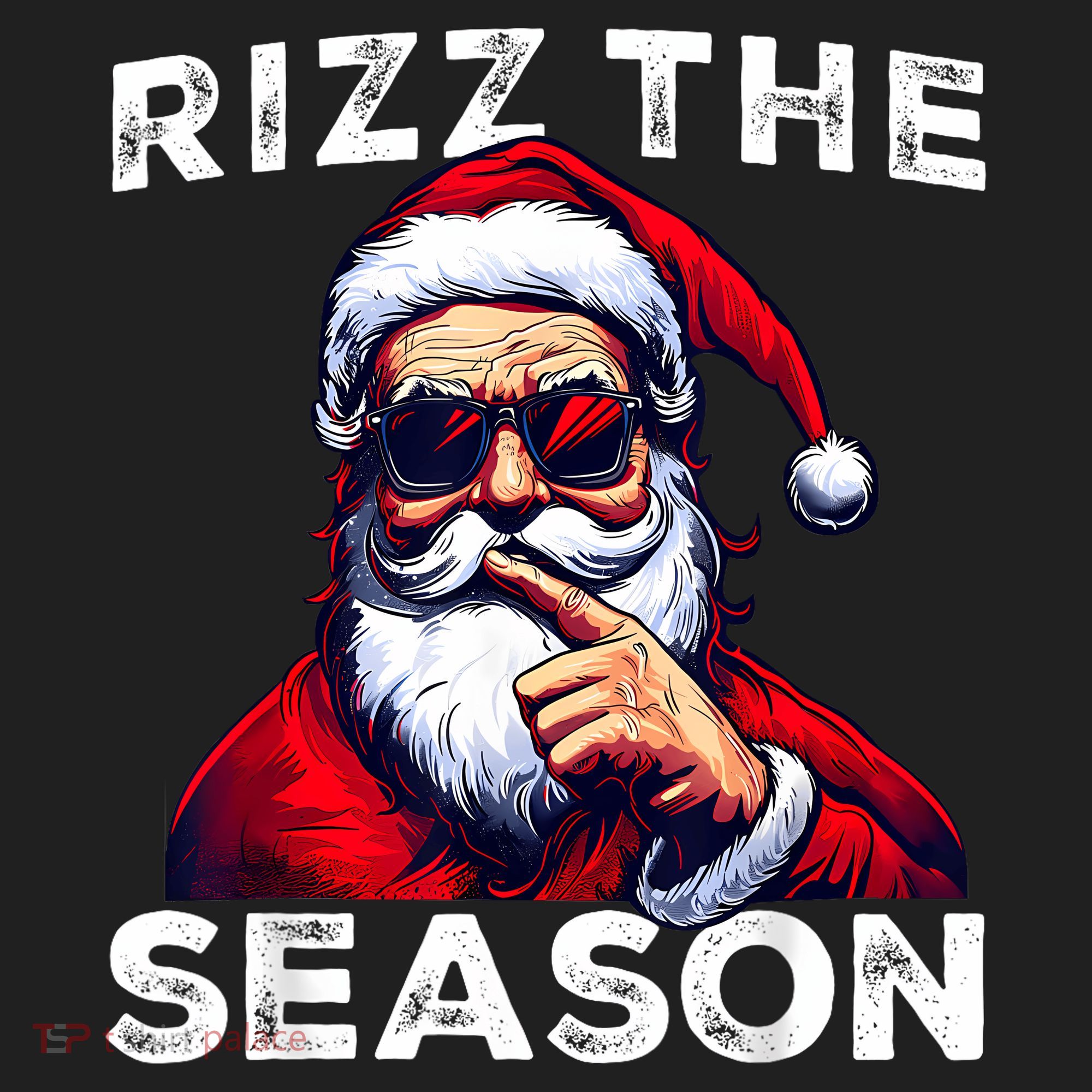 Rizz The Season Funny Santa Joke White Elephant Christmas Beanie