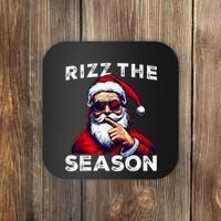 Rizz The Season Funny Santa Joke White Elephant Christmas Coaster thumb 0