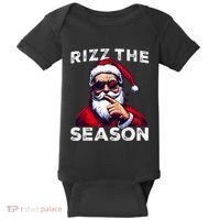 Rizz The Season Funny Santa Joke White Elephant Christmas Baby Bodysuit thumb 0