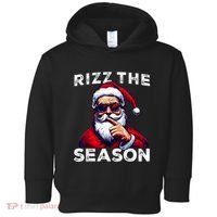 Rizz The Season Funny Santa Joke White Elephant Christmas Toddler Hoodie thumb 0