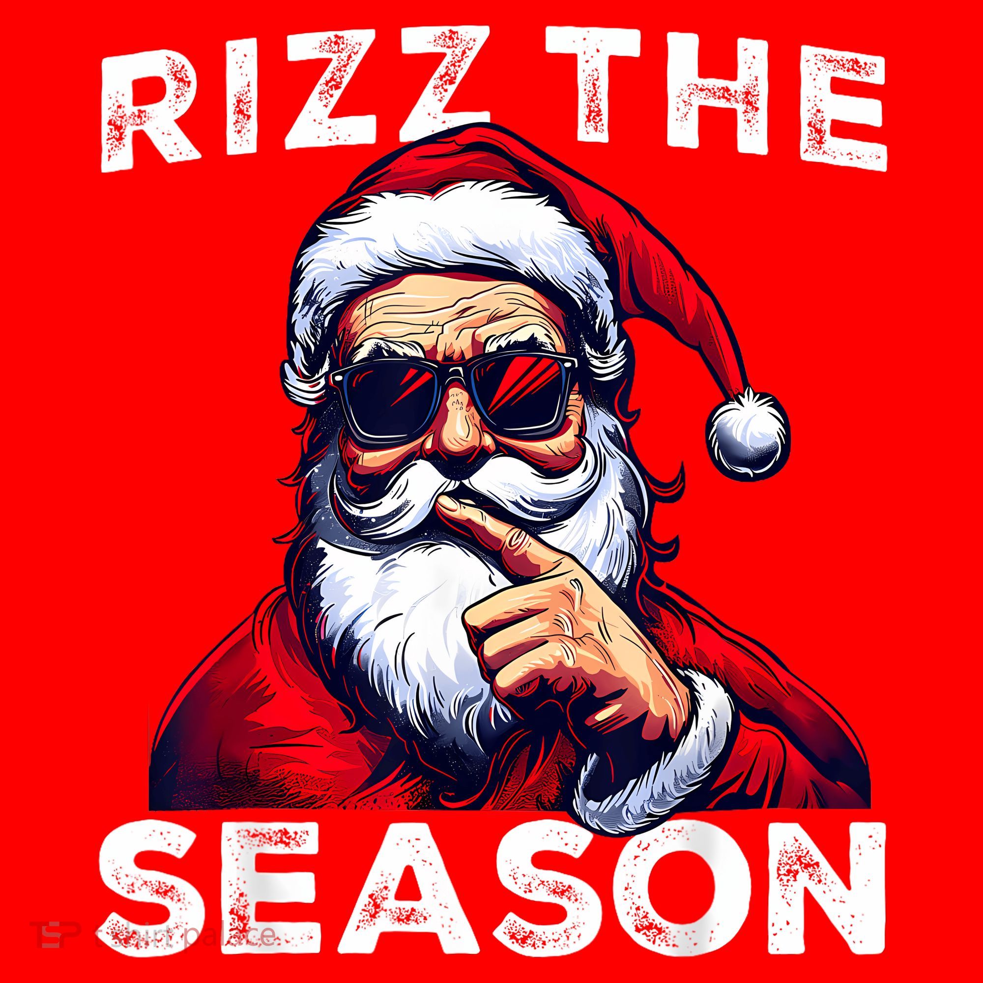 Rizz The Season Funny Santa Joke White Elephant Christmas Santa Hat