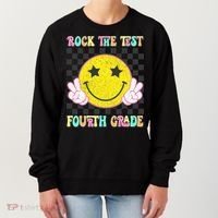 Rock The Staar Test Testing Day Smile Face Groovy Teacher  Women's Sweatshirt thumb 0