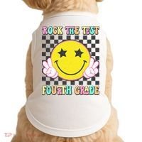 Rock The Staar Test Testing Day Smile Face Groovy Teacher  Doggie Tank thumb 0