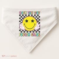 Rock The Staar Test Testing Day Smile Face Groovy Teacher  USA-Made Doggie Bandana thumb 0