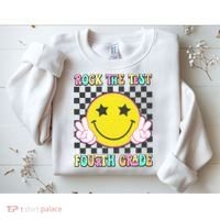 Rock The Staar Test Testing Day Smile Face Groovy Teacher  Sweatshirt thumb 2