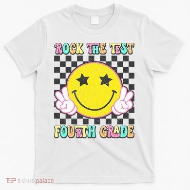 Rock The Staar Test Testing Day Smile Face Groovy Teacher  T-Shirt