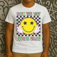 Rock The Staar Test Testing Day Smile Face Groovy Teacher  T-Shirt thumb 3