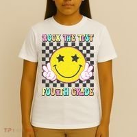 Rock The Staar Test Testing Day Smile Face Groovy Teacher  T-Shirt thumb 4