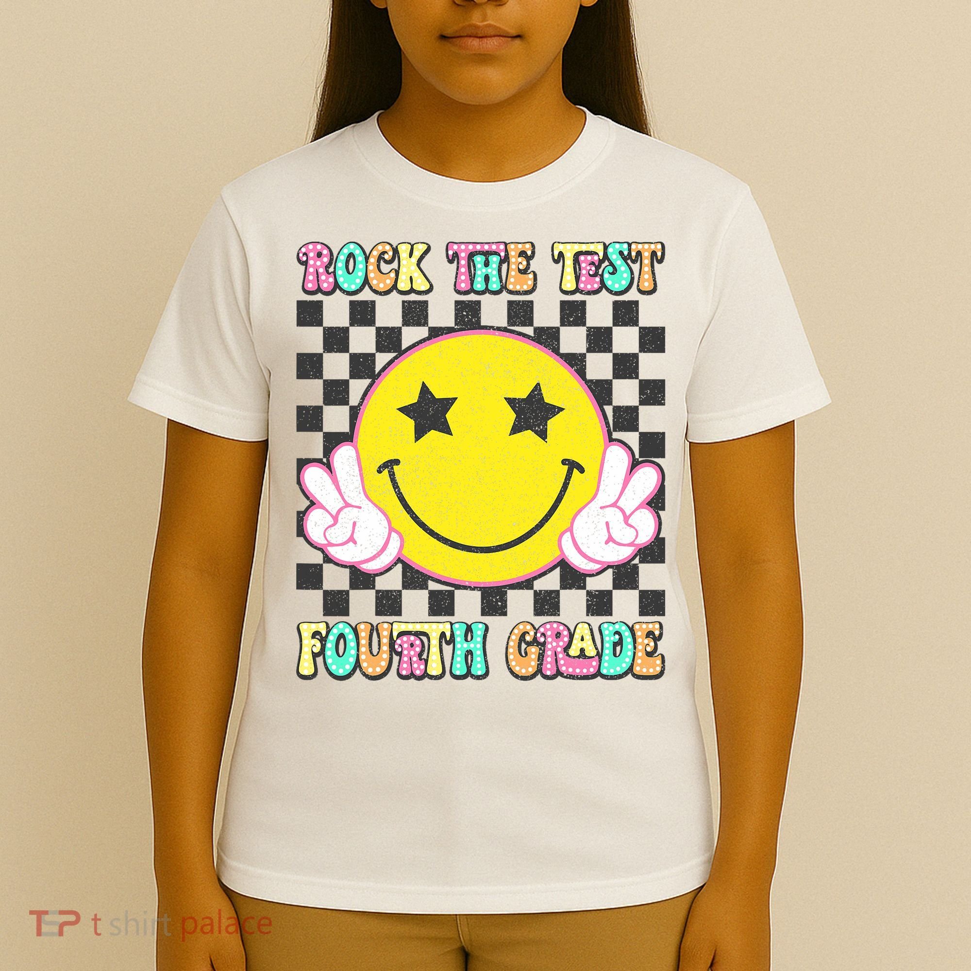 Rock The Staar Test Testing Day Smile Face Groovy Teacher  T-Shirt