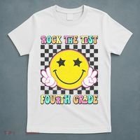 Rock The Staar Test Testing Day Smile Face Groovy Teacher  T-Shirt thumb 5