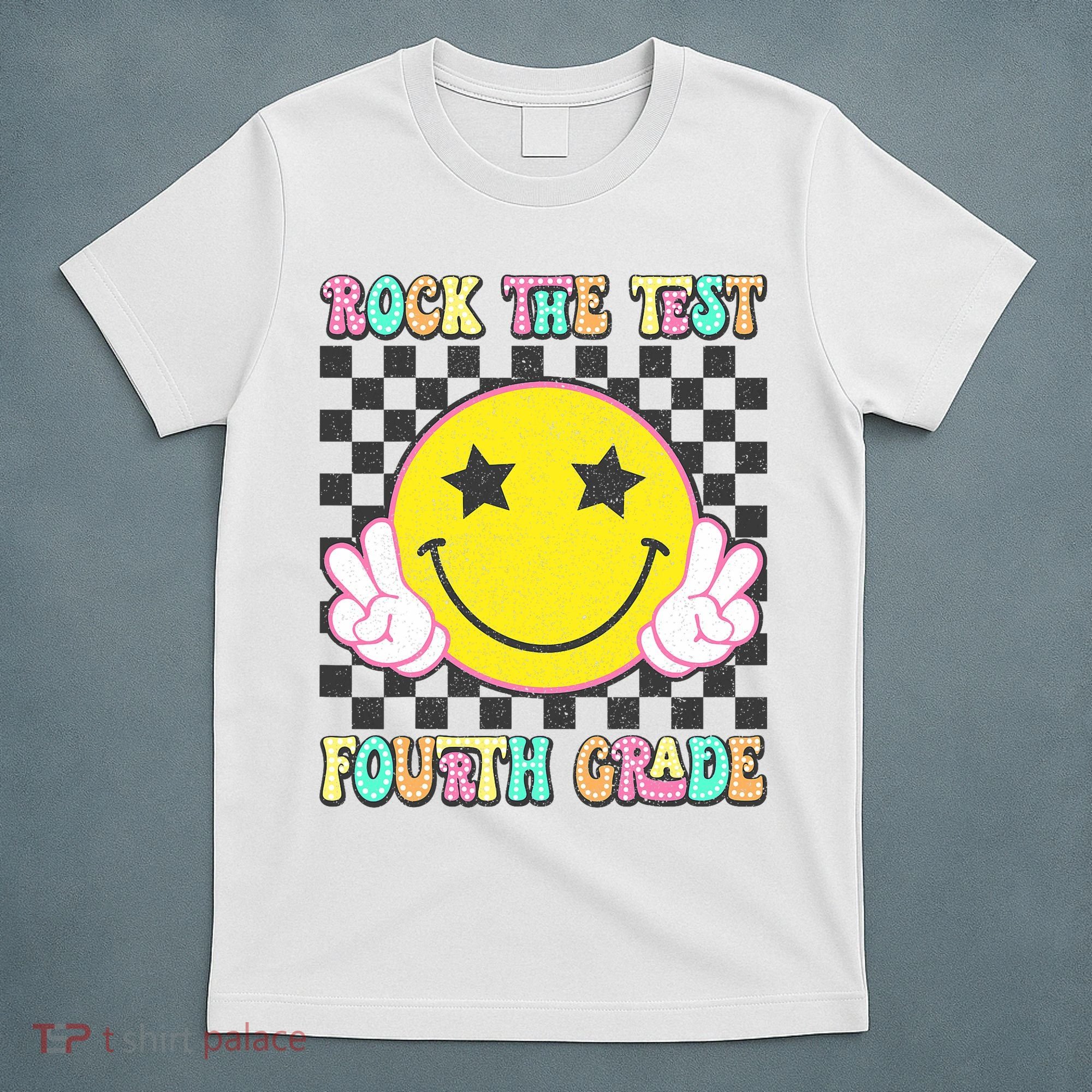 Rock The Staar Test Testing Day Smile Face Groovy Teacher  T-Shirt