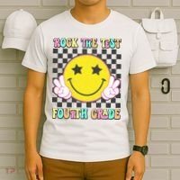 Rock The Staar Test Testing Day Smile Face Groovy Teacher  T-Shirt thumb 6