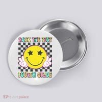 Rock The Staar Test Testing Day Smile Face Groovy Teacher  Button thumb 0