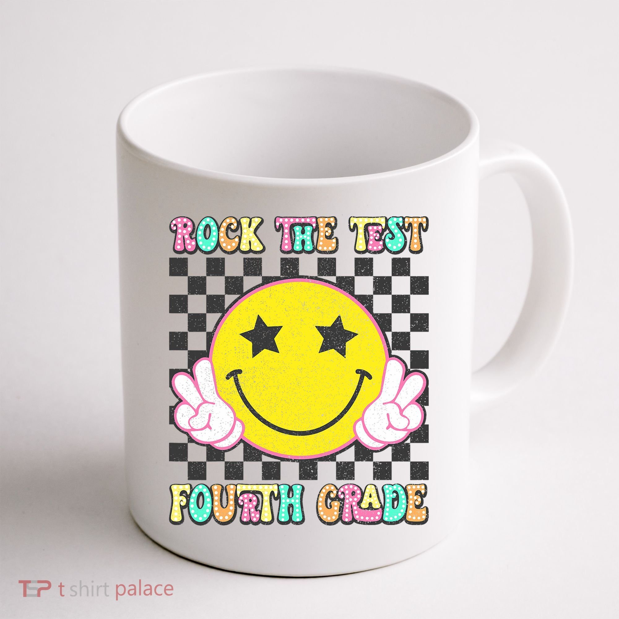 Rock The Staar Test Testing Day Smile Face Groovy Teacher  Coffee Mug