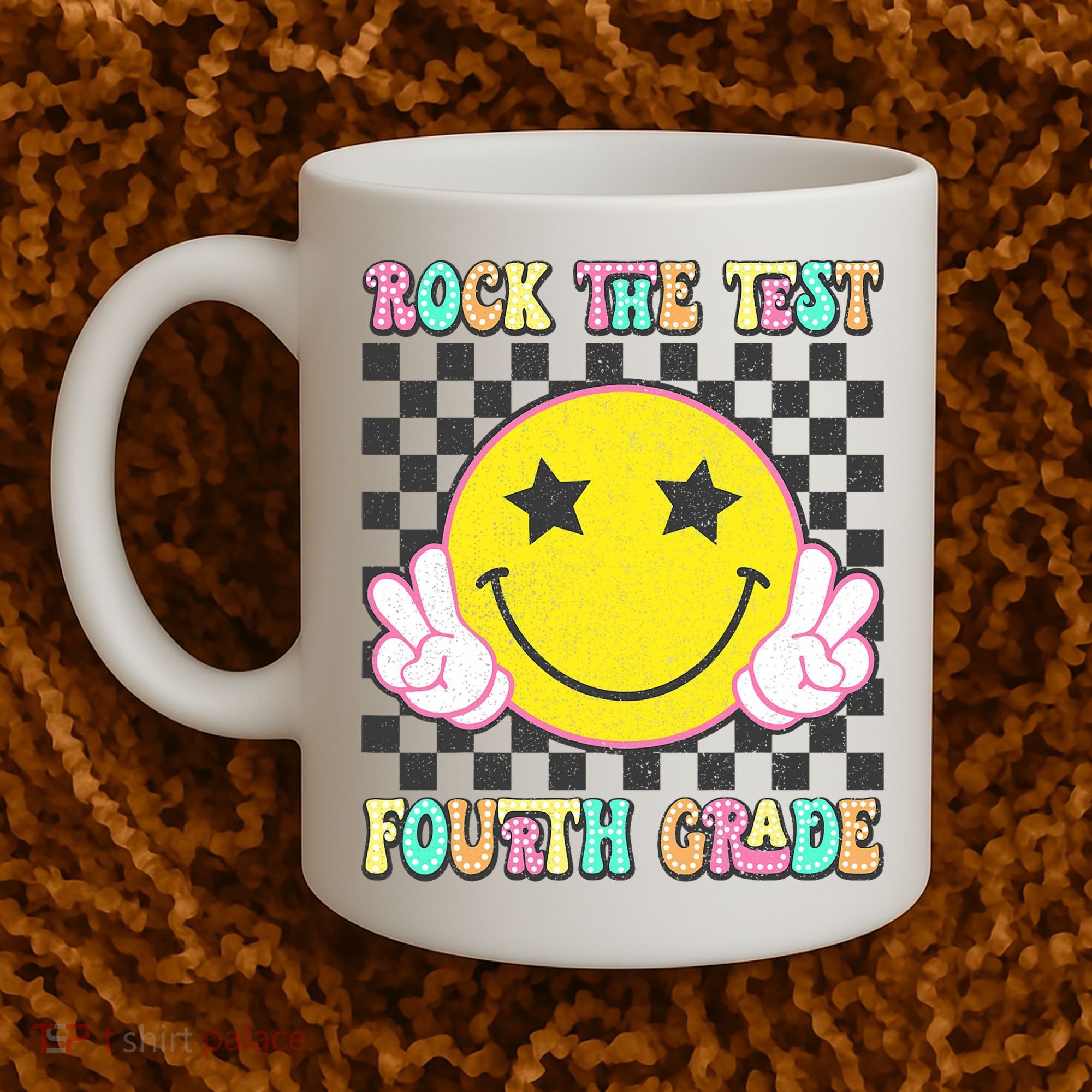 Rock The Staar Test Testing Day Smile Face Groovy Teacher  Coffee Mug