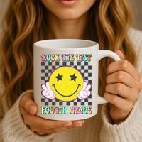 Rock The Staar Test Testing Day Smile Face Groovy Teacher  Coffee Mug thumb 3