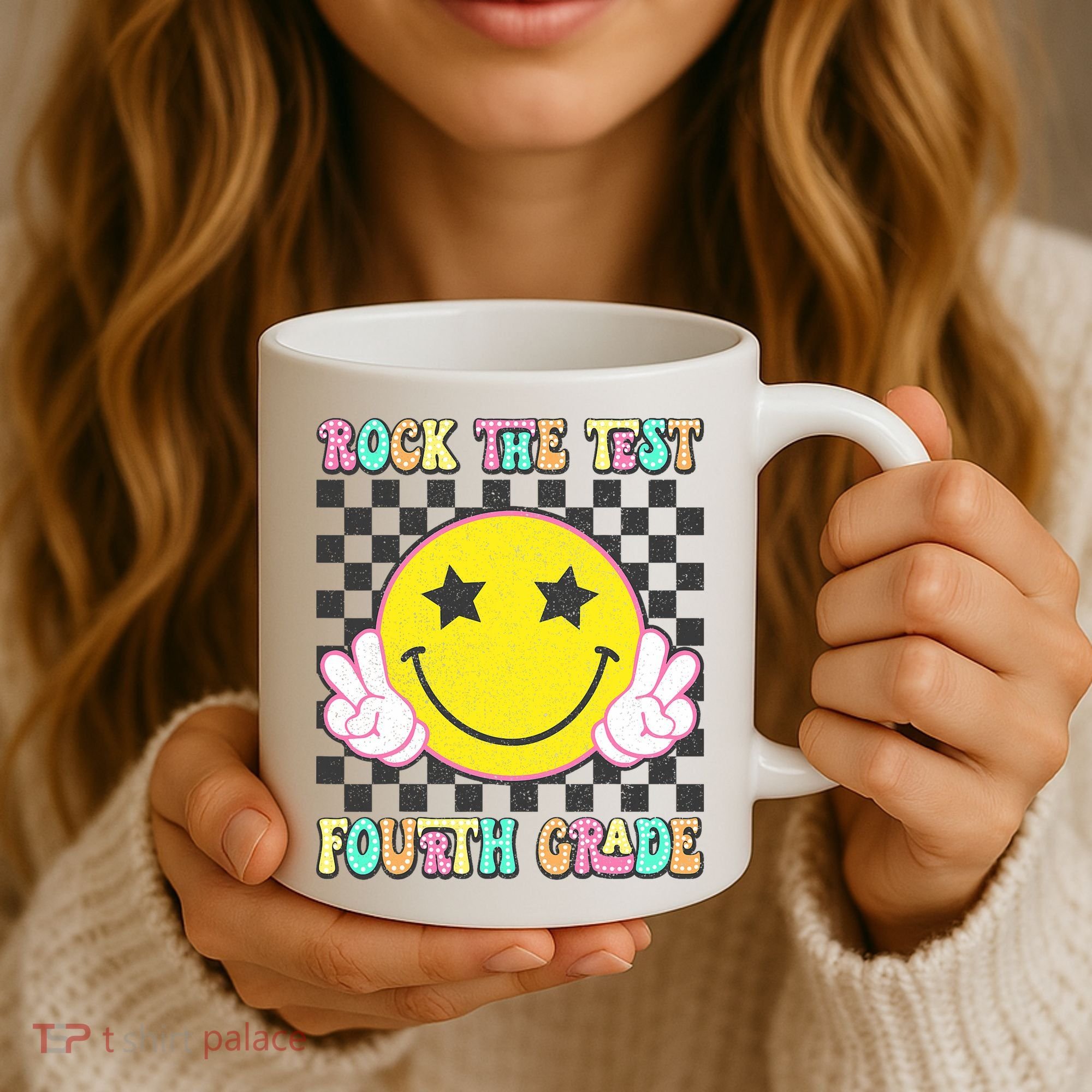Rock The Staar Test Testing Day Smile Face Groovy Teacher  Coffee Mug