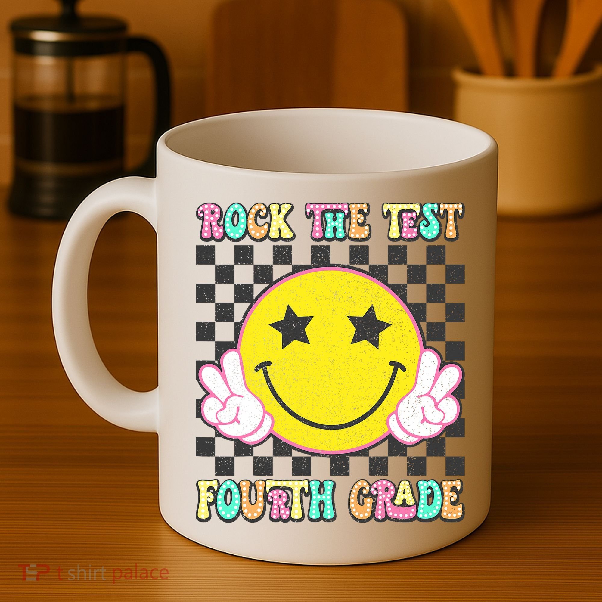 Rock The Staar Test Testing Day Smile Face Groovy Teacher  Coffee Mug
