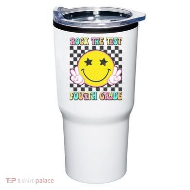 Rock The Staar Test Testing Day Smile Face Groovy Teacher  Tumbler