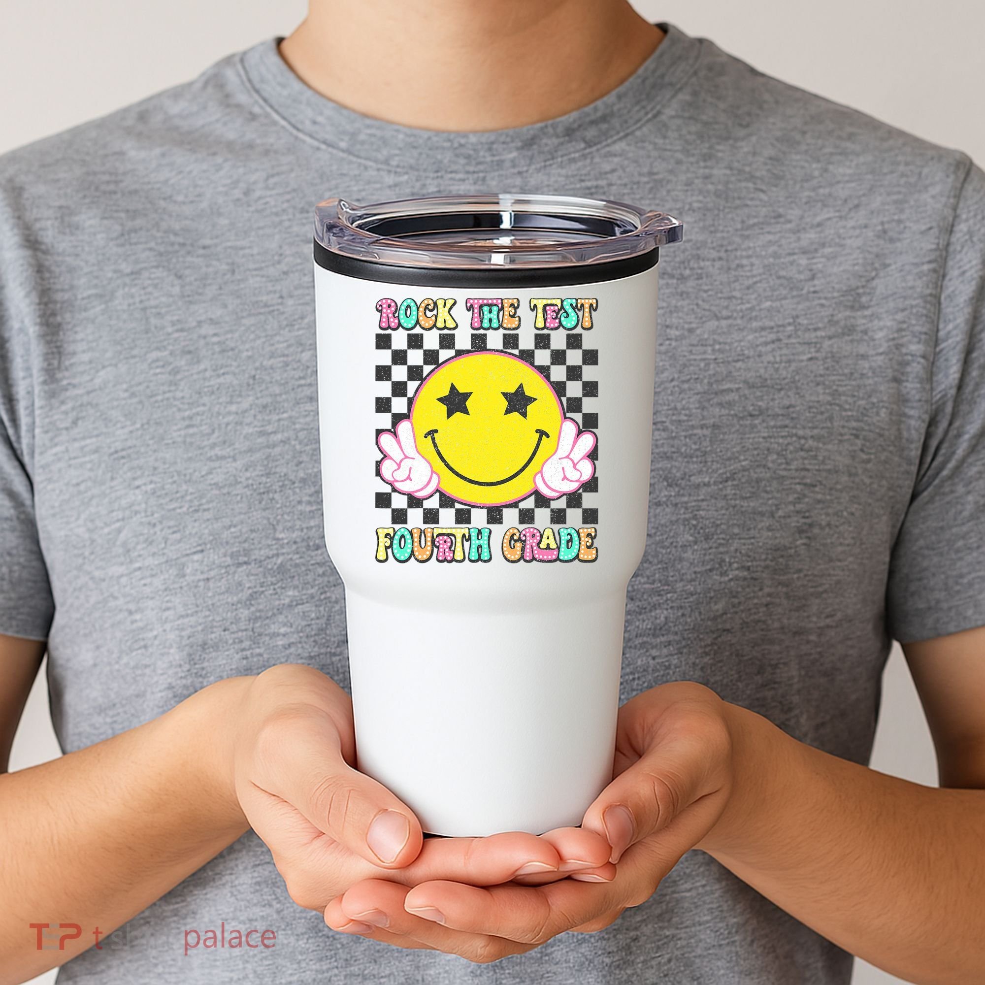 Rock The Staar Test Testing Day Smile Face Groovy Teacher  Tumbler