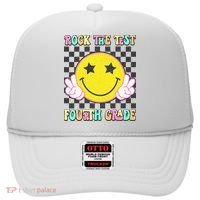 Rock The Staar Test Testing Day Smile Face Groovy Teacher  Hat thumb 0