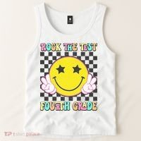 Rock The Staar Test Testing Day Smile Face Groovy Teacher  Tank Top thumb 2