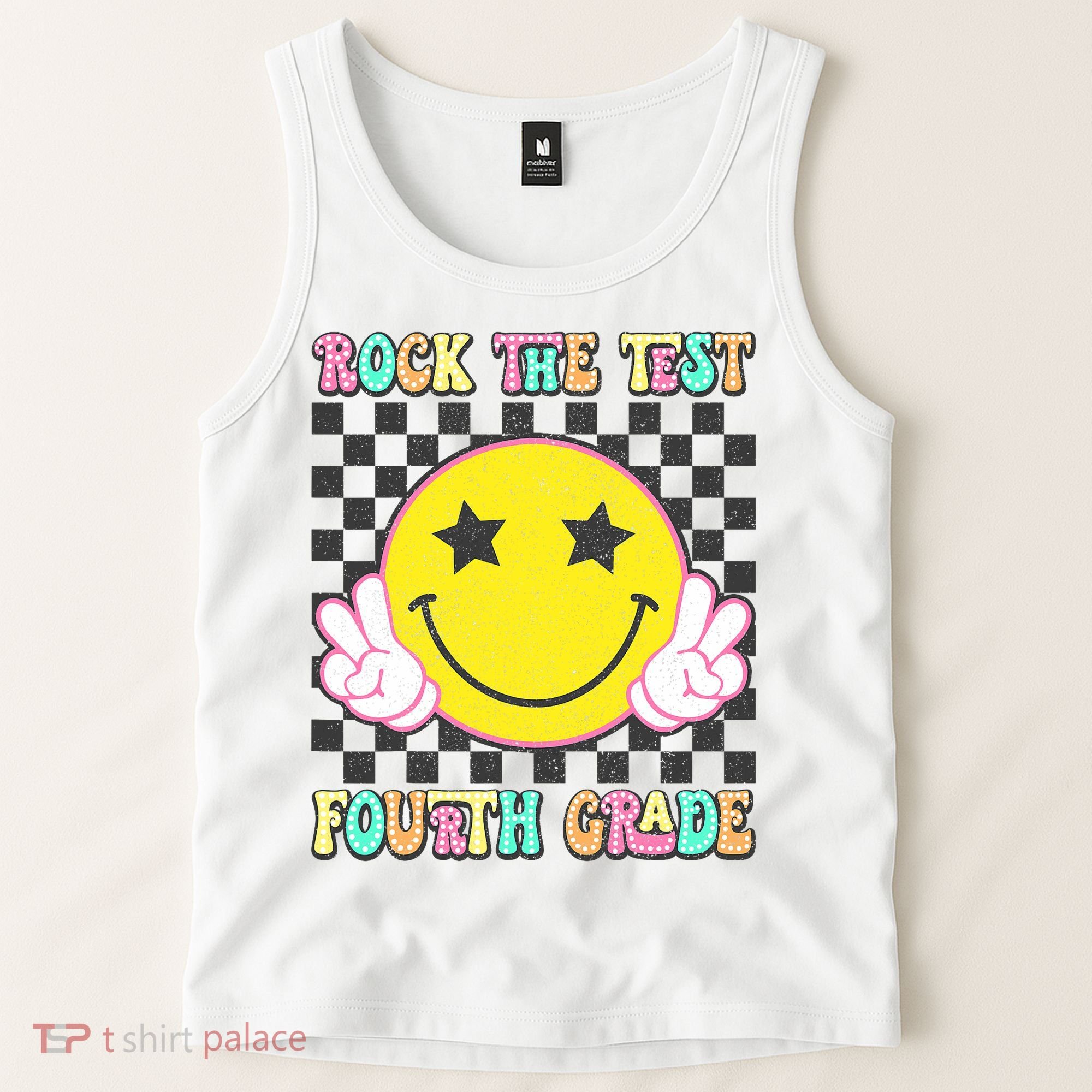 Rock The Staar Test Testing Day Smile Face Groovy Teacher  Tank Top