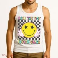 Rock The Staar Test Testing Day Smile Face Groovy Teacher  Tank Top thumb 3