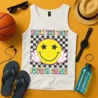 Rock The Staar Test Testing Day Smile Face Groovy Teacher  Tank Top thumb 4