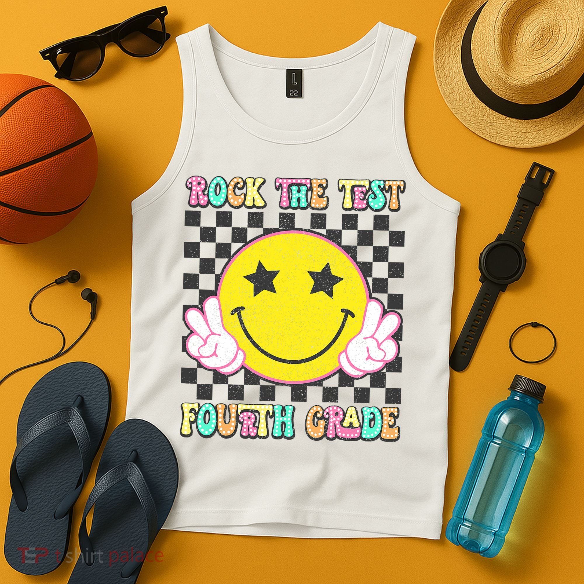 Rock The Staar Test Testing Day Smile Face Groovy Teacher  Tank Top