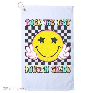 Rock The Staar Test Testing Day Smile Face Groovy Teacher  Golf Towel