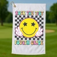 Rock The Staar Test Testing Day Smile Face Groovy Teacher  Golf Towel thumb 1