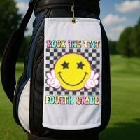Rock The Staar Test Testing Day Smile Face Groovy Teacher  Golf Towel thumb 2