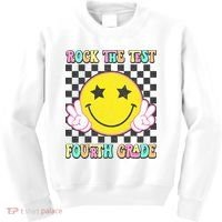 Rock The Staar Test Testing Day Smile Face Groovy Teacher  Kids Sweatshirt thumb 0