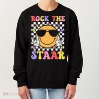 Rock The Staar Test Testing Day Smile Face Groovy Teacher  Women's Sweatshirt thumb 0