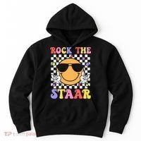 Rock The Staar Test Testing Day Smile Face Groovy Teacher  Hoodie thumb 0