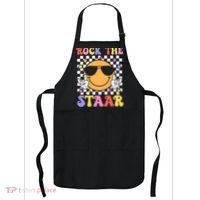 Rock The Staar Test Testing Day Smile Face Groovy Teacher  Apron thumb 0