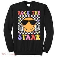 Rock The Staar Test Testing Day Smile Face Groovy Teacher  Sweatshirt thumb 0