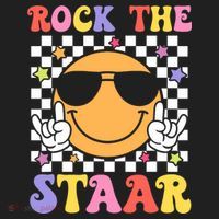 Rock The Staar Test Testing Day Smile Face Groovy Teacher  Beanie thumb 2