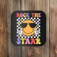 Rock The Staar Test Testing Day Smile Face Groovy Teacher  Coaster thumb 0