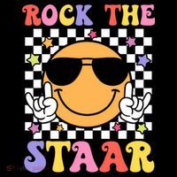 Rock The Staar Test Testing Day Smile Face Groovy Teacher  Mousepad thumb 1