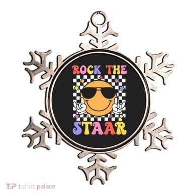 Rock The Staar Test Testing Day Smile Face Groovy Teacher  Ornament