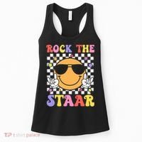 Rock The Staar Test Testing Day Smile Face Groovy Teacher  Women's Tank Top thumb 0